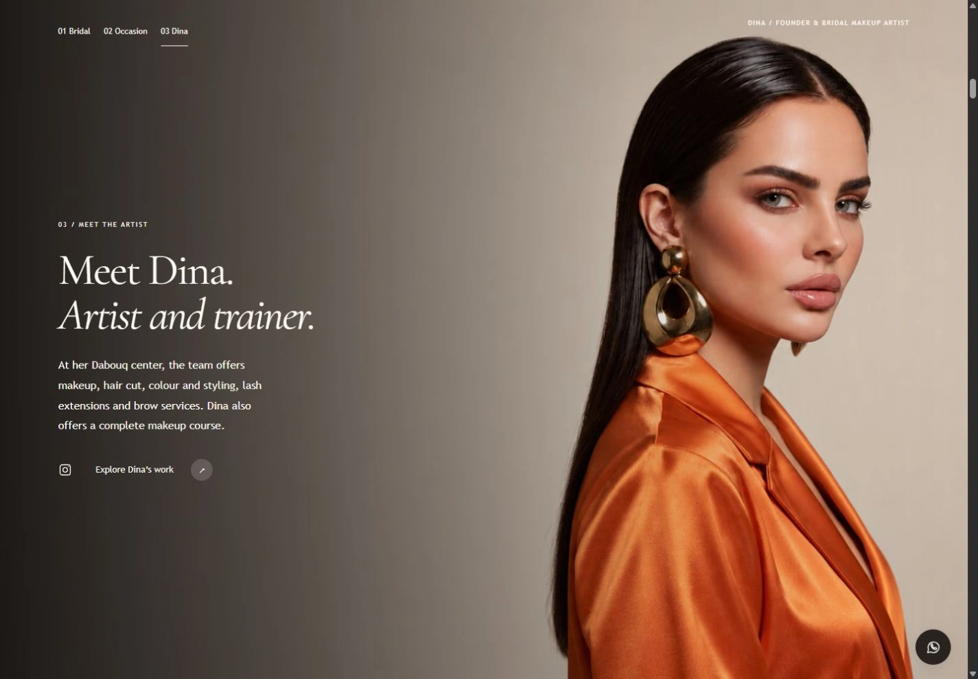 Dina Elsheikh Beauty Lounge — a real website designed and built by Ahmad Rasas